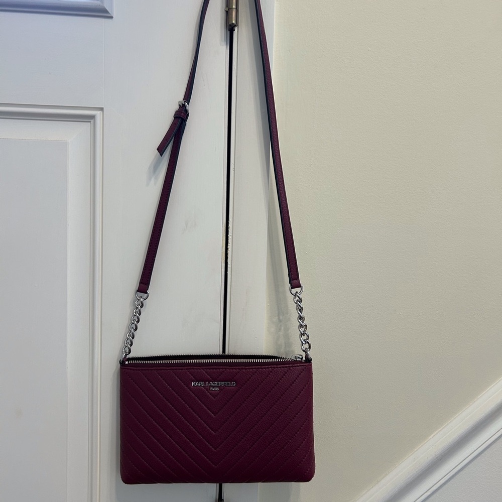 Karl Lagerfeld Crossbody Bag with Quilted Texture and Long Strap